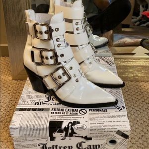 Jeffrey Campbell White Caceres Buckle Booties